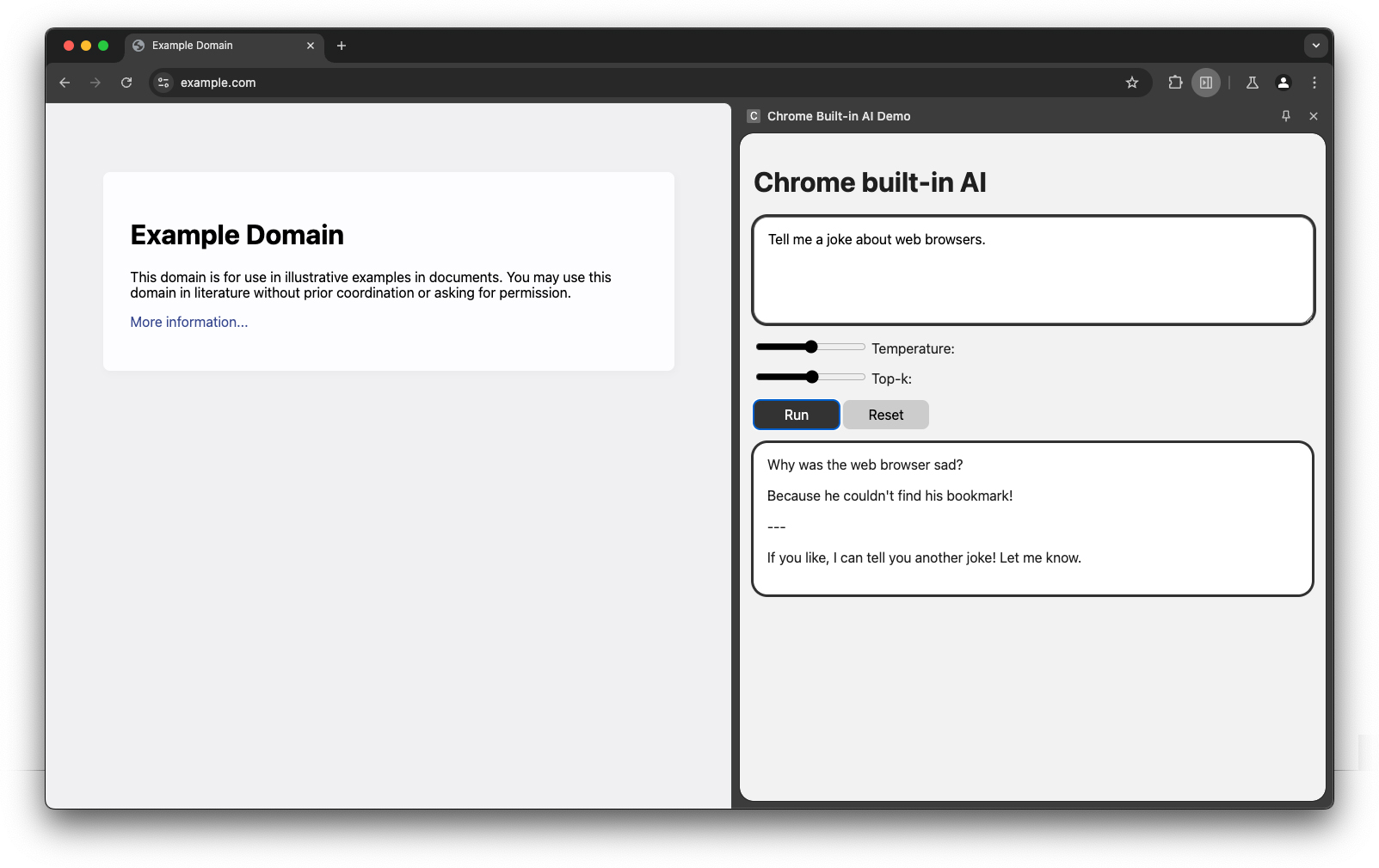 อินเทอร์เฟซเดโมสำหรับ Prompt API